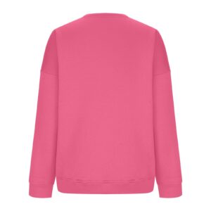 Ceboyel Oversized Sweatshirt For Women Solid Color Crewneck Pullover Tops Long Sleeve Sweaters Fall Fashion Trendy Clothes Women Sweaters Hot Pink L