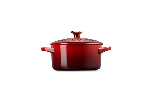 Le Creuset Noël Collection Stoneware Mini Cocotte with Star Knob, 24 oz., Cerise