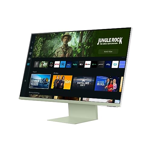 SAMSUNG 27" M80C UHD HDR Smart Computer Monitor Screen with Streaming-TV, Slimfit-Camera Included, Wireless Remote PC Access, Alexa Built-in (LS27CM80GUNXZA), Spring Green