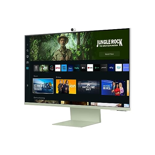 SAMSUNG 27" M80C UHD HDR Smart Computer Monitor Screen with Streaming-TV, Slimfit-Camera Included, Wireless Remote PC Access, Alexa Built-in (LS27CM80GUNXZA), Spring Green