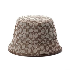 Coach Women's Signature C Jacquard Bucket Hat, Stone 1941 Saddle