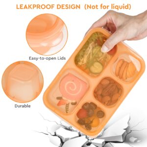 Lunbxx Bento Lunch Boxes - Reusable 5-Compartment Food Lunchables Containers, Snack Boxes For Adults Container for School, Work, and Travel, Set of 4 (Pastels)