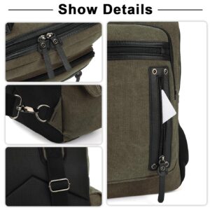 ZHZXYZDY Vintage Canvas Messenger Bag, Laptop Crossbody Bag, Men's Crossbody Bag, Lightweight Canvas Single Shoulder Bag, Travel Crossbody Bag, Suitable for 15.6" Laptop, Casual Travel, Cycling