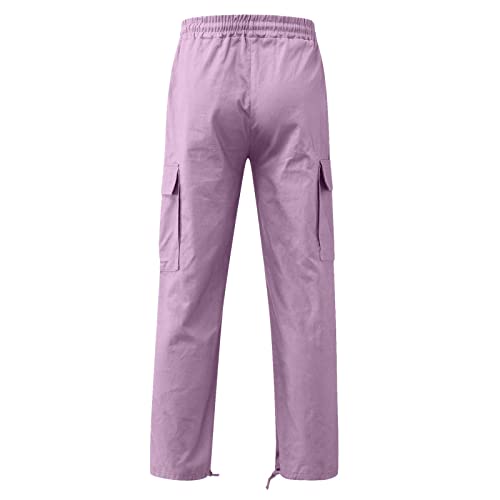 GNQCYLJ Cargo Pants for Men Relaxed Sweatpants Jogger Elastic Drawstring Hiking Pants Pants Sport Purple