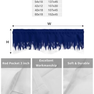 YOKOU Kitchen Valances for Windows Abstract Oil Painting Smear Navy Blue White Light Filtering Short Curtains for Windows Bedroom Privacy Added Rod Pocket Design 60x18inch,2pcs