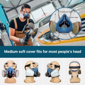 LMINHAN Respirator Mask,Half Facepiece Gas Mask with Goggle and 6001 Filters for Chemical, Spray Paint Woodworking Welding Construction Sanding Epoxy Resin