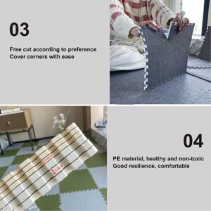 10 Pcs Carpet Interlocking Foam Mats, Cotton Linen Puzzle Play Mat - Perfect for Floor Protection, Garage, Exercise, Yoga, Playroom (12" X 12" - 10 Tiles)(Color:Navy Blue)