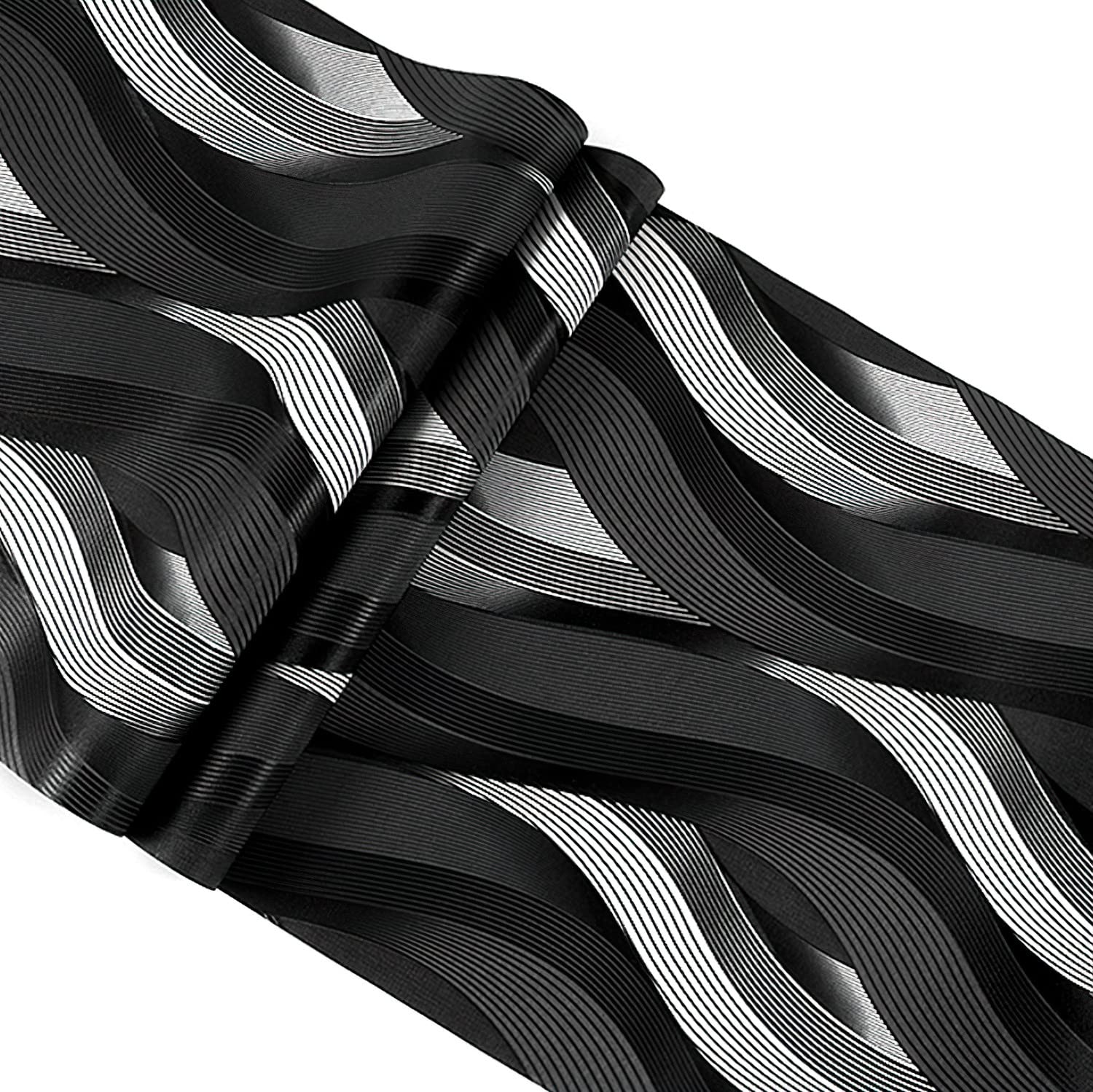 yaretzy Peel and Stick Wallpaper Black/White 3D Wave Stripe Wallpaper Removable Sticky Self Adhesive Wallpaper 20.8inch x 9.8ft