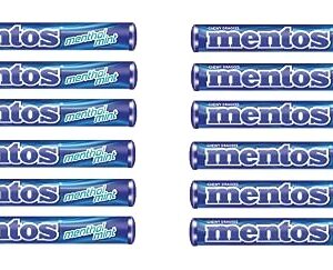 Menthol Mint Chewy Candy Rolls - Dragees Cooling Menthol and Smooth Non Melting Fun Party Travel Office 1.32 Oz Pack of 12