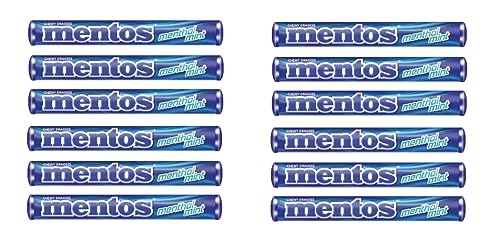 Menthol Mint Chewy Candy Rolls - Dragees Cooling Menthol and Smooth Non Melting Fun Party Travel Office 1.32 Oz Pack of 12