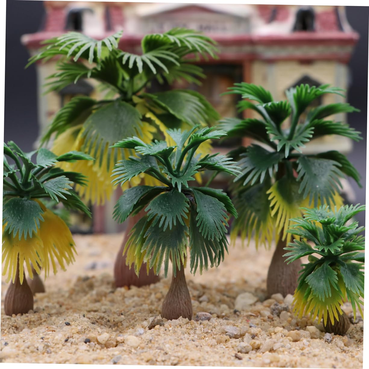 VILLCASE 30 Pcs Landscape Coconut Model Trees Faux Plant Mini Garden Accessories Rainforest Decor Model Railroad Scenery Supplies Miniature Home Decor Green Model Tree Set Supplies Palm