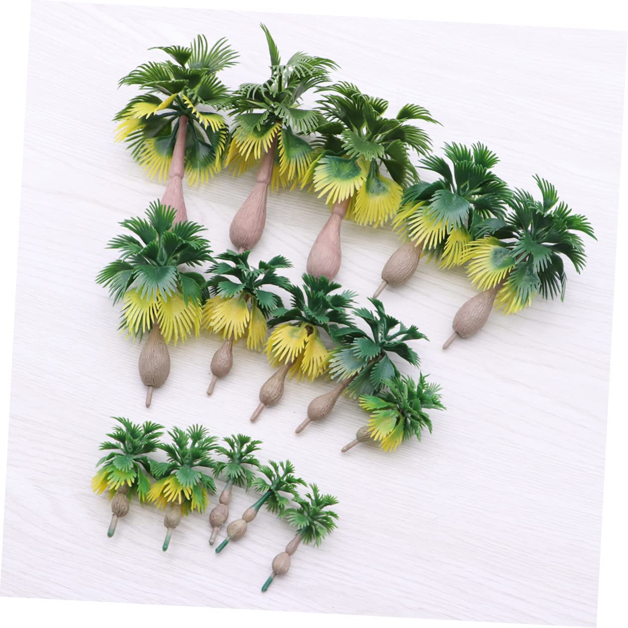 VILLCASE 30 Pcs Landscape Coconut Model Trees Faux Plant Mini Garden Accessories Rainforest Decor Model Railroad Scenery Supplies Miniature Home Decor Green Model Tree Set Supplies Palm