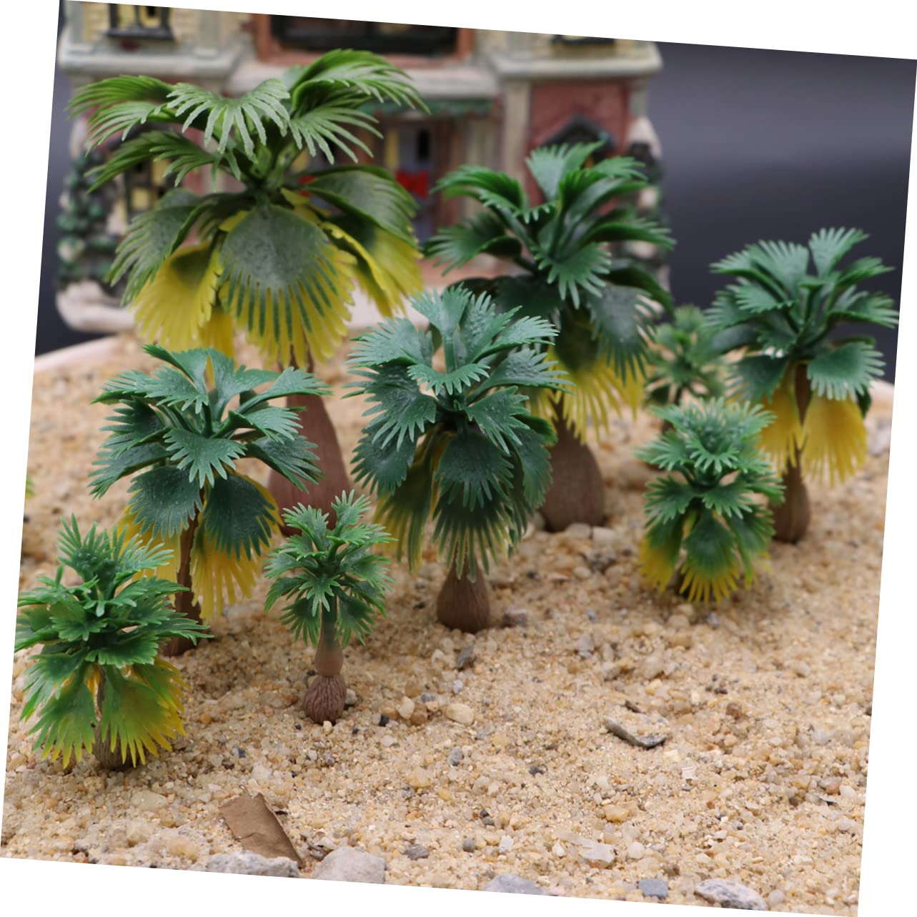 VILLCASE 30 Pcs Landscape Coconut Model Trees Faux Plant Mini Garden Accessories Rainforest Decor Model Railroad Scenery Supplies Miniature Home Decor Green Model Tree Set Supplies Palm