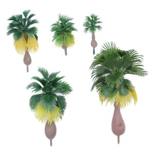 VILLCASE 30 Pcs Landscape Coconut Model Trees Faux Plant Mini Garden Accessories Rainforest Decor Model Railroad Scenery Supplies Miniature Home Decor Green Model Tree Set Supplies Palm