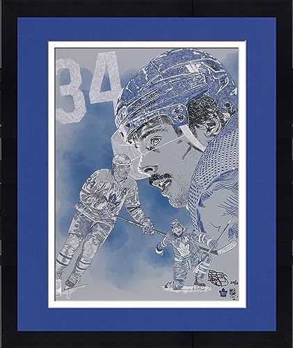 Framed Auston Matthews Toronto Maple Leafs 16" x 20" Photo Print - Designed and Signed by Artist Maz Adams - Limited Edition 25 - Autographed NHL Photos