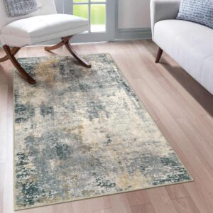 Morebes Modern Grey Area Rug Entryway Rug: 3x5 Rug Non Slip Abstract Soft Fluffy Pile Washable Carpet with Low Shaggy for Bedroom Dining Room Home Office Decor Under Kitchen Table