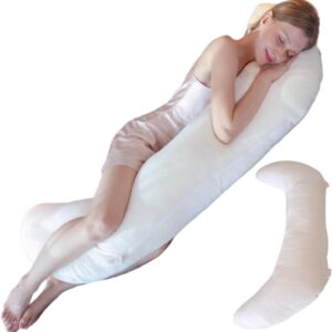 CAICFYIN Swan Pillow Full Body Pillow,60 Inch Side Sleeper Pillows for Adults,Maternity Pillow for Pregnant Women with Velvet Cover, White