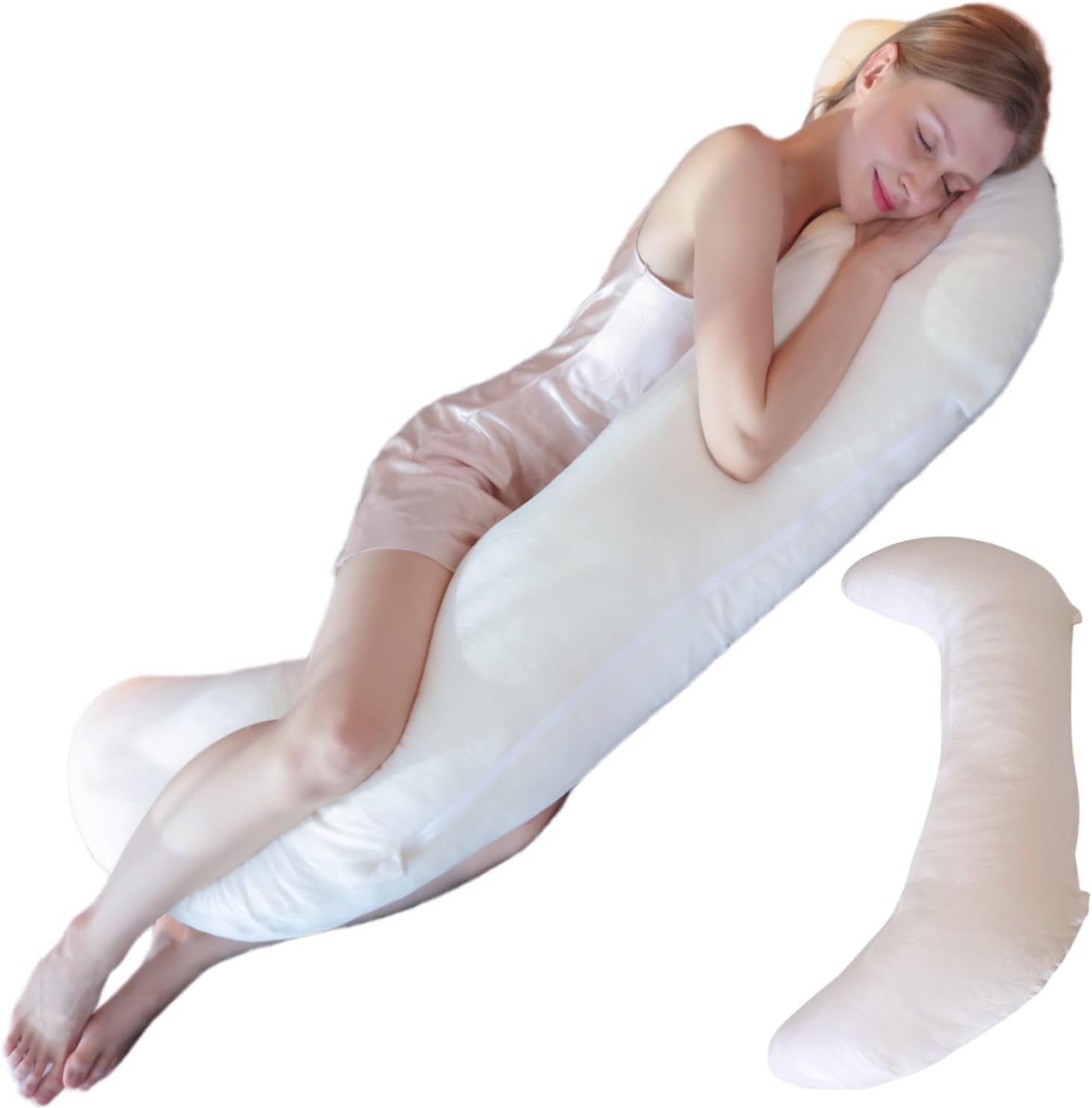 CAICFYIN Swan Pillow Full Body Pillow,60 Inch Side Sleeper Pillows for Adults,Maternity Pillow for Pregnant Women with Velvet Cover, White