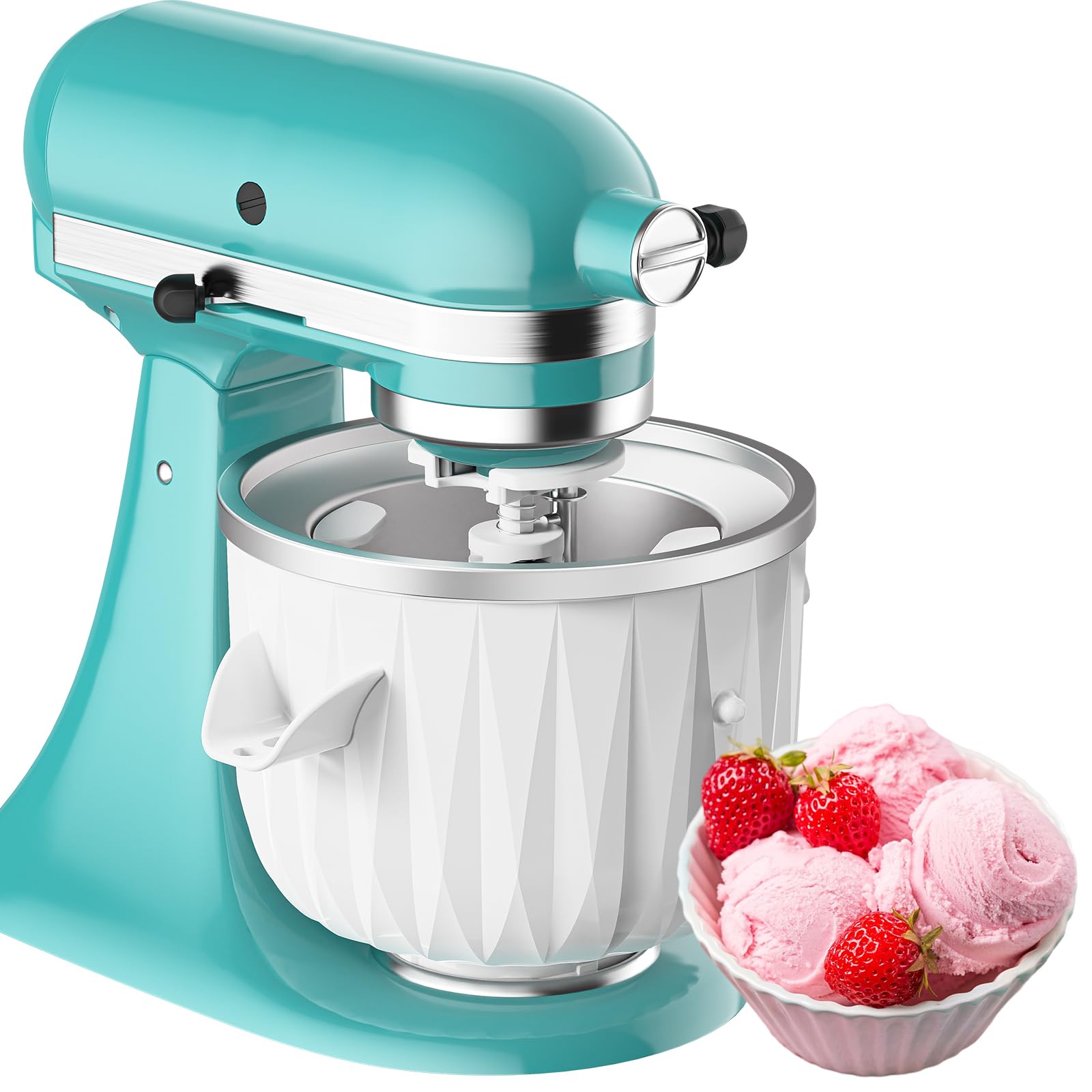 Coolcook Ice Cream Attachment for Kitchenaid, Compatible with 4.5 Qt and Larger Mixer, Replacement for Kitchenaid Ice Cream Maker 2-Quart for Sorbet, Gelato, Frozen Yogurt