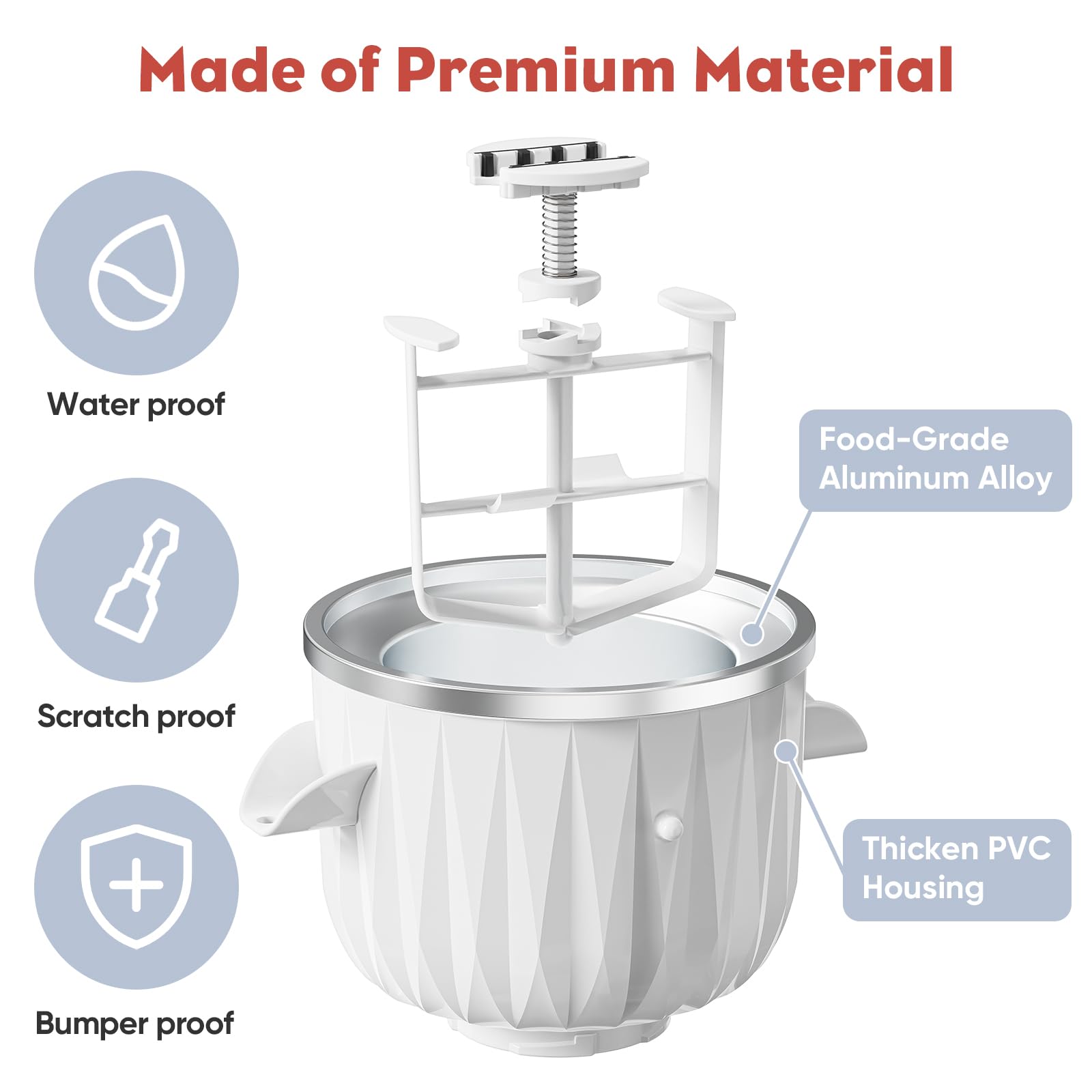 Coolcook Ice Cream Attachment for Kitchenaid, Compatible with 4.5 Qt and Larger Mixer, Replacement for Kitchenaid Ice Cream Maker 2-Quart for Sorbet, Gelato, Frozen Yogurt