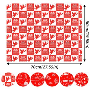 Toptime Christmas Wrapping Paper, Red and White Gift Wrapping Paper Sheets of 6 with Angel, Xmas Tree, Bells, Reindeer, Flat Cute Christmas Gift Wrap for New Year, Holiday, Art Crafts, 27.6x19.7in