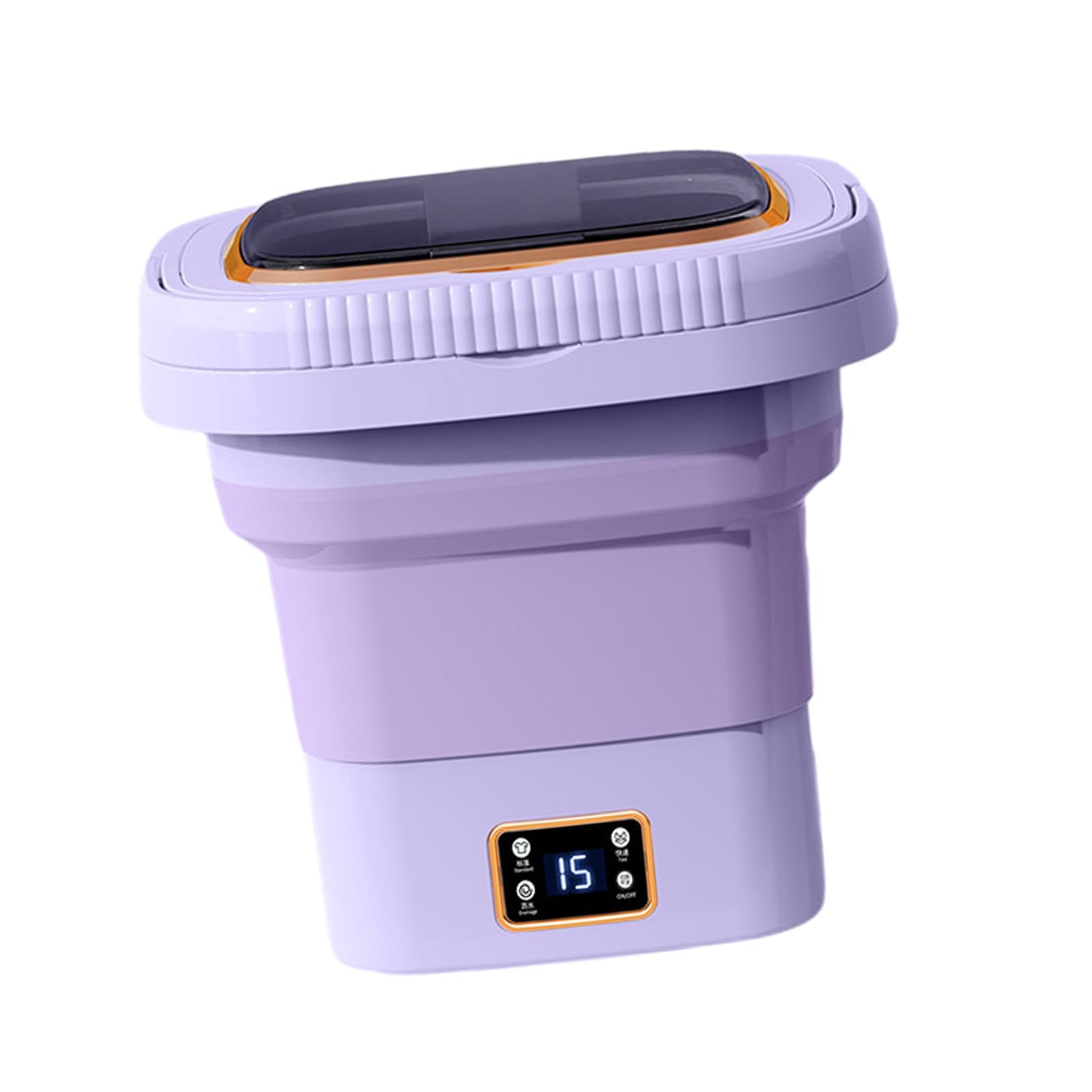 Portable Foldable Washing Machine, Compact Small Washer, Easy to Carry for Apartment, Camping, Dorm, Underwear, 9L violet clear lid