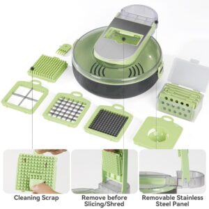 Badelite 13 in 1 Vegetable Chopper Slicer, Stainless Steel Blade, Grey & Green