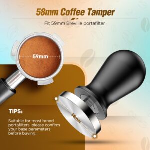 58mm Espresso Coffee Tamper Set - Calibrated Spring-loaded Espresso Tamper 304 Stainless Steel Ground Tamper Fits for Breville Portafilter Espresso Hand Tampers for Barista Home Coffee