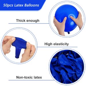 RUBFAC 50pcs Royal Blue Latex Balloons, 12 Inch Helium Party Balloons, Latex Balloons for Balloon Garland Arch as Wedding, Birthday, Graduation, Baby Shower, Bridal Shower