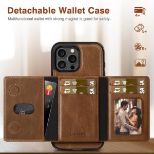 LOHASIC Compatible with Magsafe iPhone 15 Pro Max Wallet Case, Luxury Leather Detachable Credit Card Holder Slot Magnetic Pocket Phone Cases for iPhone 15 Pro Max 2023 New - Brown