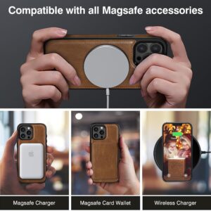 LOHASIC Compatible with Magsafe iPhone 15 Pro Max Wallet Case, Luxury Leather Detachable Credit Card Holder Slot Magnetic Pocket Phone Cases for iPhone 15 Pro Max 2023 New - Brown