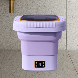 Portable Foldable Washing Machine, Small Bucket Washer, High Power Easily to Carry Compact Small Washer for RV Apartment Camping Dorm Sock, 9L violet clear lid