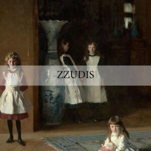 Zzudis Framed Canvas Prints Wall Home Art Classical Oil Painting The Daughters of Edward Darley Boit,1882 Canvas Prints Vintage Wall Decor for Bedroom, Study,Living Room-12x16in Natural Framed