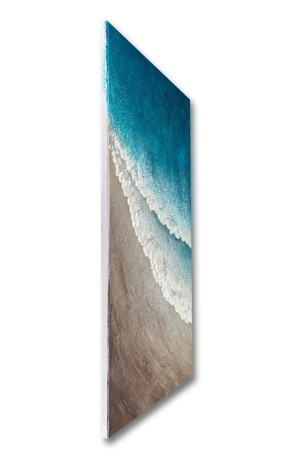 Blue Ocean Sea Wall Art Seaside Hand Painted Oil Painting on Canvas Large Beach Pictures Modern White Wave Artwork for Bedroom Home Office Decor