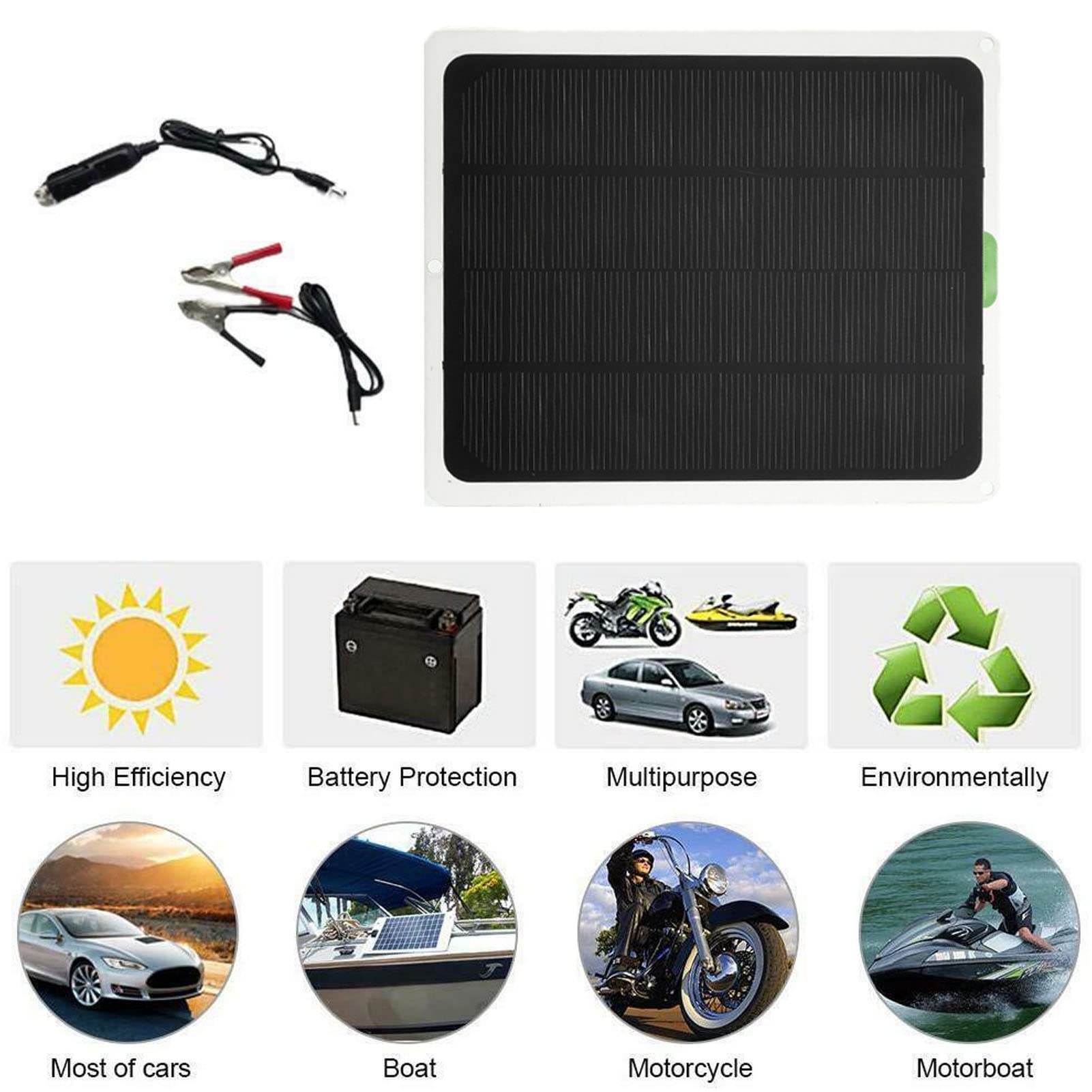 FOLOSAFENAR Portable Solar Panel, DC12V Type C Dual USB Output Solar Power Panel Slow Charging Long Lasting Battery Life 10W for Travel