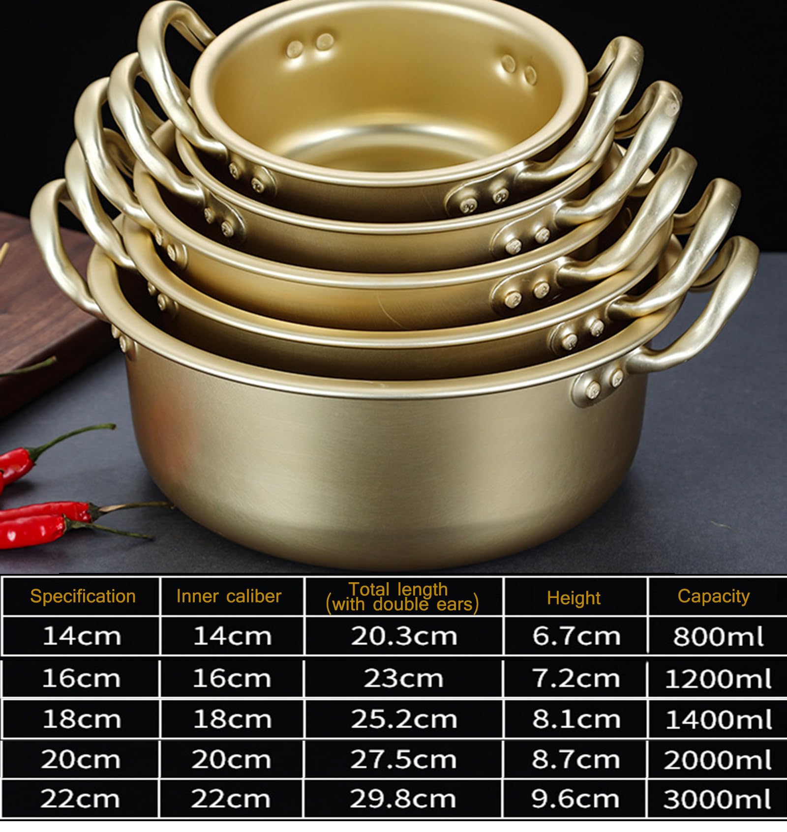 Aluminium Korean Ramen Noodle Pot 14/16/18/20/22cm Stockpot Soup Cooking Pot with Lid Soup Stew Pot Saucepan Small Pasta Pot Cookware for Home Hotel Commercial (14cm)