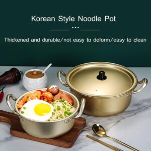 Aluminium Korean Ramen Noodle Pot 14/16/18/20/22cm Stockpot Soup Cooking Pot with Lid Soup Stew Pot Saucepan Small Pasta Pot Cookware for Home Hotel Commercial (14cm)