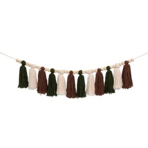 1st Boy High Chair Banner - Earth Tones Yarn Tassel Garland, Woodland First Birthday Decoration, Cake Smash Garland, Adventure Awaits Birthday (Neutral Banner)