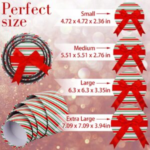 Qilery 8 Pcs Christmas Round Nesting Gift Boxes Candy Cane Gift Boxes Red and White Christmas Cookie Boxes with Lids 4 Assorted Size Stackable Cardboard Box with Red Ribbon for Gift Giving Wrapping