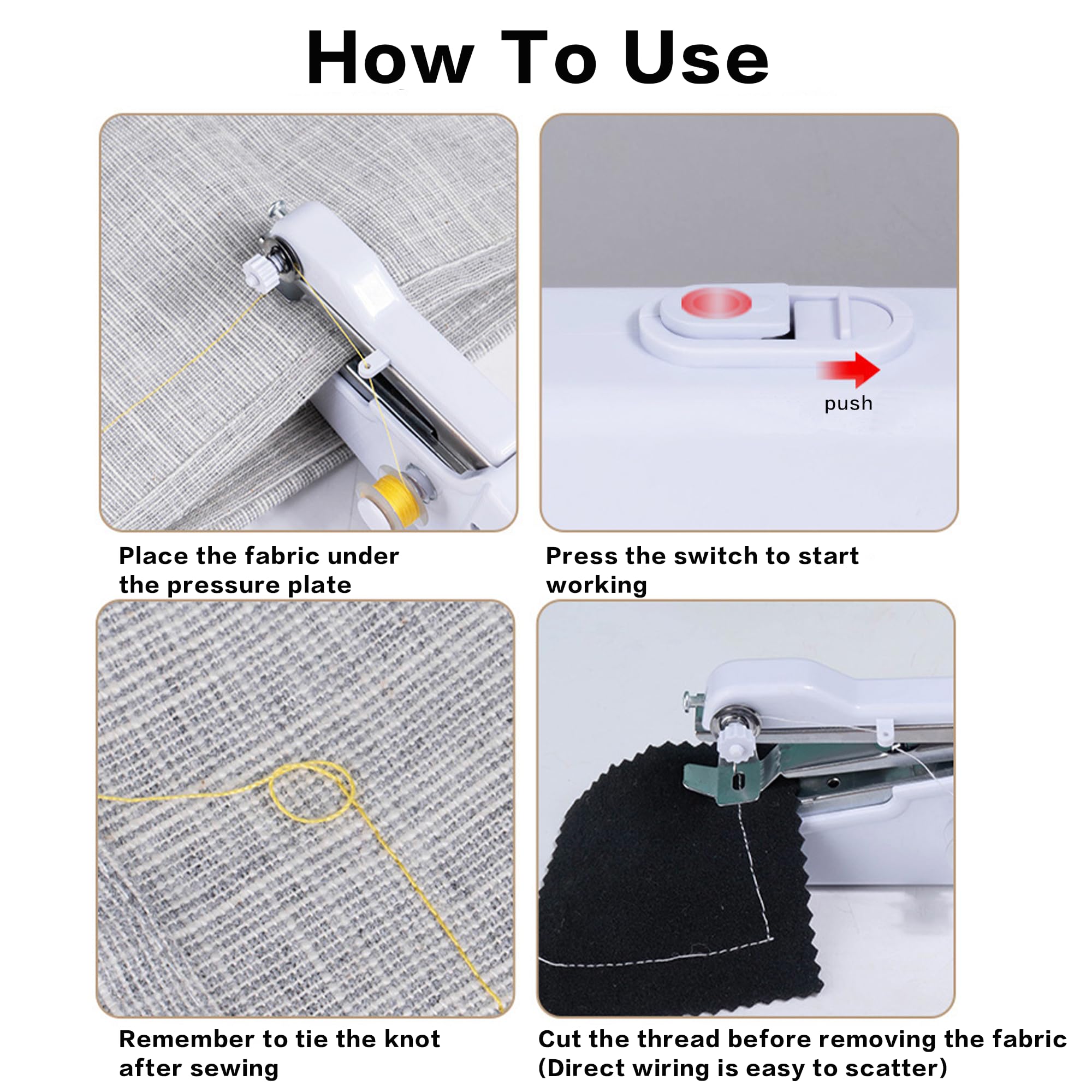 Handheld Sewing Machine, Quick Mini Sewing Machine, Cordless Portable Electric Sewing Machine with Sewing Accessories for Beginners, Suitable for Home Travel Clothes DIY