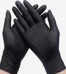 generic disposable nitrile gloves, chemical resistant, powder-free, touch-friendly, food safe, black, large, 100-count