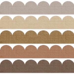 AnyDesign 69Ft Neutral Burlap Style Bulletin Board Borders Boho Color Paper Decor Borders Colorful Scalloped Trim Border Bulletin Board Stickers for School Classroom Office Chalkboard Whiteboard Decor