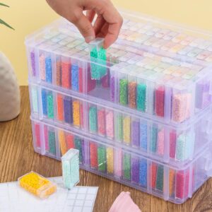 QUEFE 352 Slots 4-Tier Diamond Painting Accessories Storage Container, Portable Bead Organizer Box, Stackable Crafts Organizers for DIY Diamond Art Craft Jewelry Bead Storage