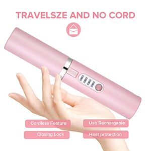 JMFONE Cordless Hair Straightener, Mini Cordless Flat Iron 2 in 1, Portable USB-C Rechargeable 5000mAh Battery, Ceramic Plate, Quick Heat & 3 Adjustable Temp,Travel Size Preferred for Women Girl