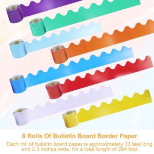 8Pcs Bulletin Board Borders, Borders Classroom Bulletin 264FT, Classroom Borders for Bulletin Board, Bulletin Board Trim Decorate Bulletin Boards Suitable for School Walls, Windows, Door