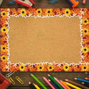 66ft Fall Bulletin Board Borders Sunflower Maple Leaves Pumpkins Theme Border Trim for School Classroom Blackboard Office Chalkboard Autumn Themed Party Thanksgiving Decoration Wall Decor