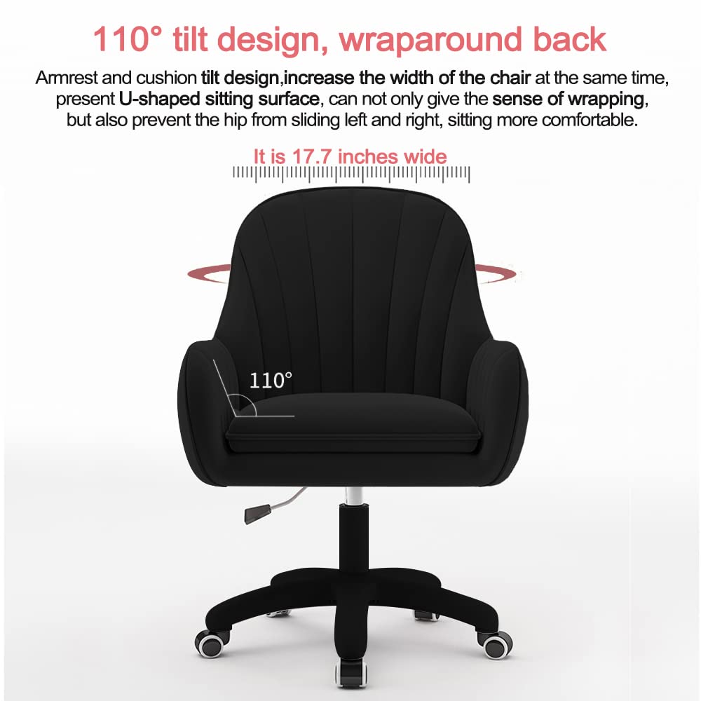 Home Office Chair Computer Chair with Mid-Back Upholstered Modern Tufted Computer Task Chair Swivel Height Adjustable Velvet Accent Chair Suitable for Bedroom, Study