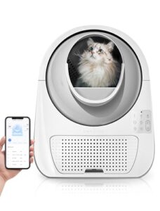 catlink self cleaning automatic litter box for cats 3.3~22lbs-app control,double odor removal-extra large with 40 liners&1 carbon filter box included -smart robot cat litter box (new version)