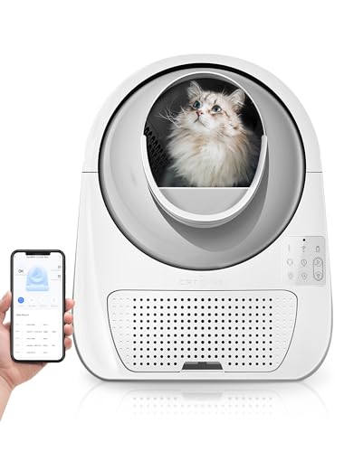 CATLINK Self Cleaning Automatic Litter Box for Cats 3.3~22lbs-APP Control,Double Odor Removal-Extra Large with 40 Liners&1 Carbon Filter Box Included -Smart Robot Cat Litter Box (New Version)