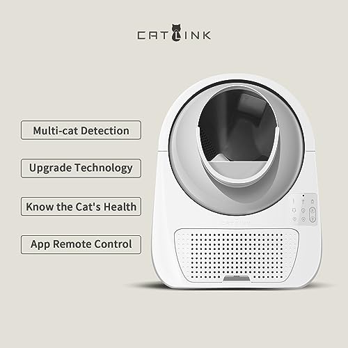 CATLINK Self Cleaning Automatic Litter Box for Cats 3.3~22lbs-APP Control,Double Odor Removal-Extra Large with 40 Liners&1 Carbon Filter Box Included -Smart Robot Cat Litter Box (New Version)